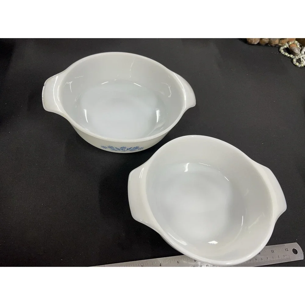 Set Of 2‎ Vintage Anchor Hocking Fire King Corn Flowers 1qt. 1.5 Qt Casserole